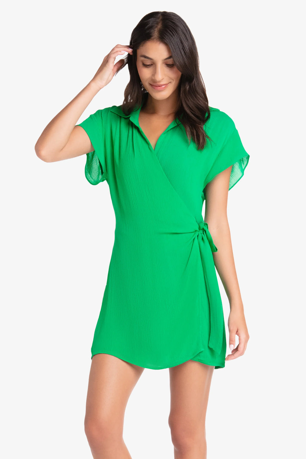 Flutter Sleeve Wrap Dress, Kelly Green, Green, Helen Jon S