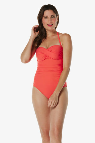 helen jon twist bandeau one piece coral 3