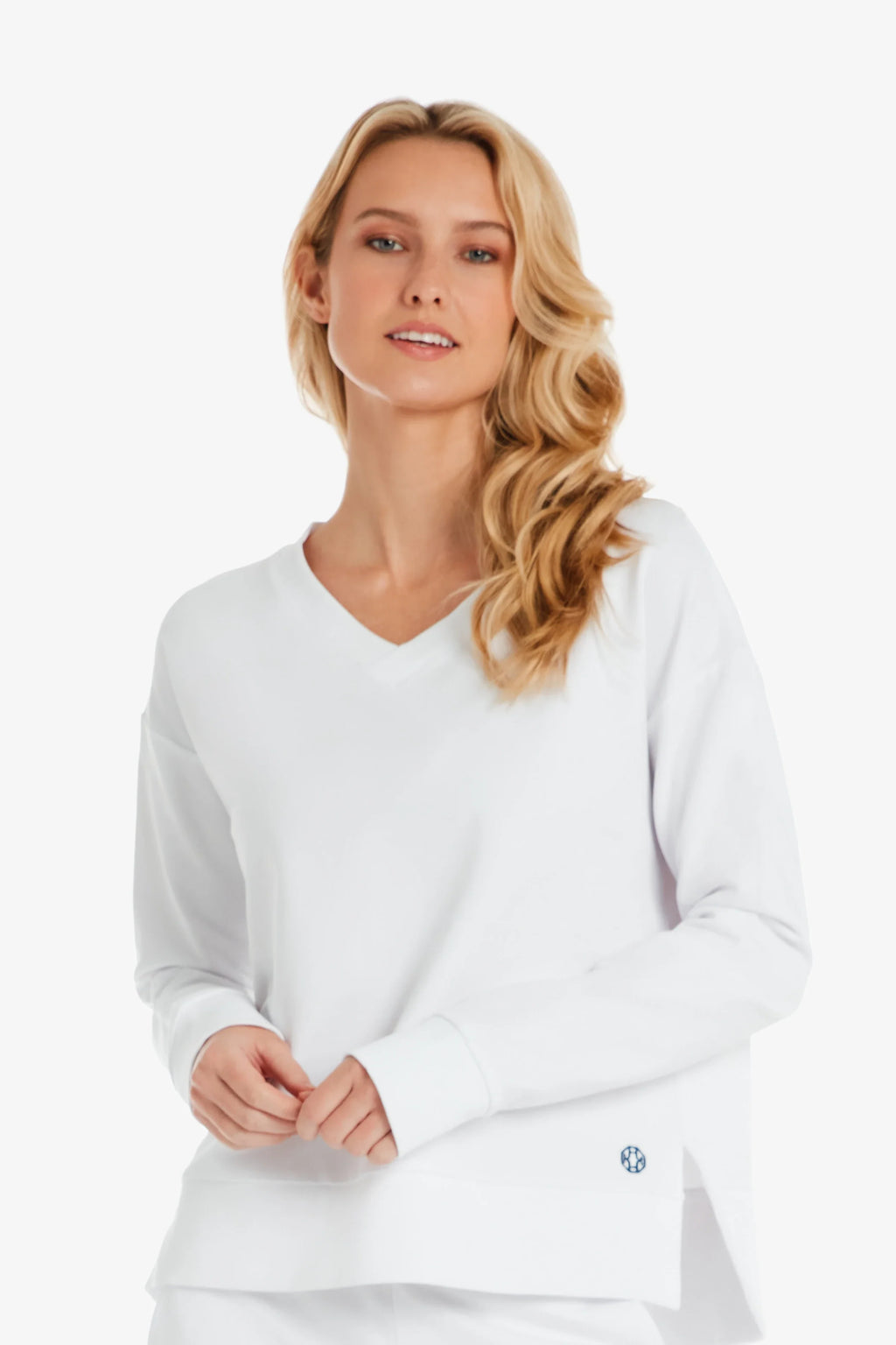 Vneck Pullover in White