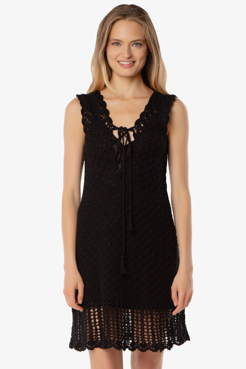 Valentina Crochet Dress, Black, Helen Jon L Valentina Crochet Dress, Black, Helen Jon L