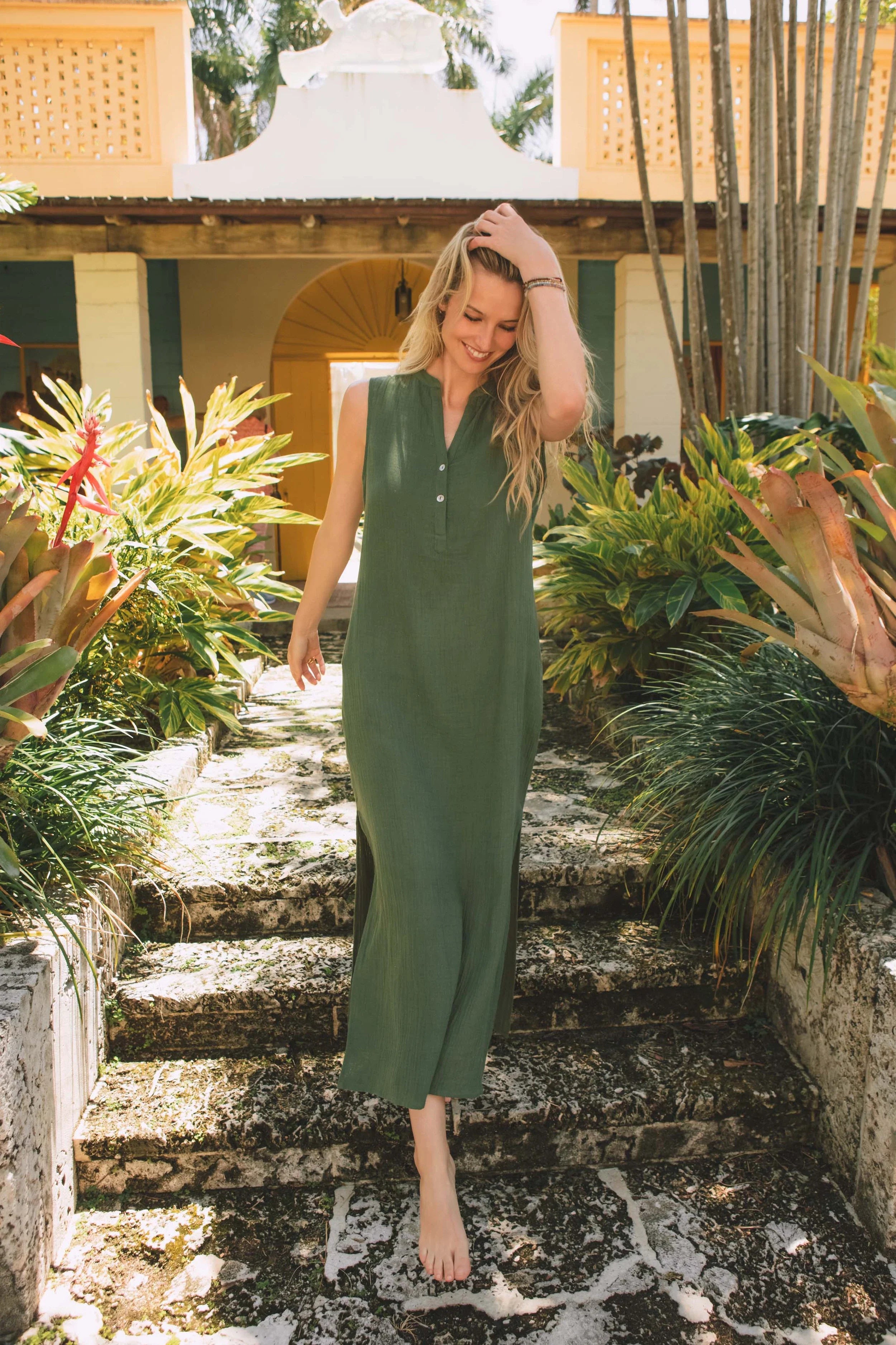 knee length dresses for ladies Sassy Button-Down Linen Shirt Dress with Lapel Collar & Belt main image 0