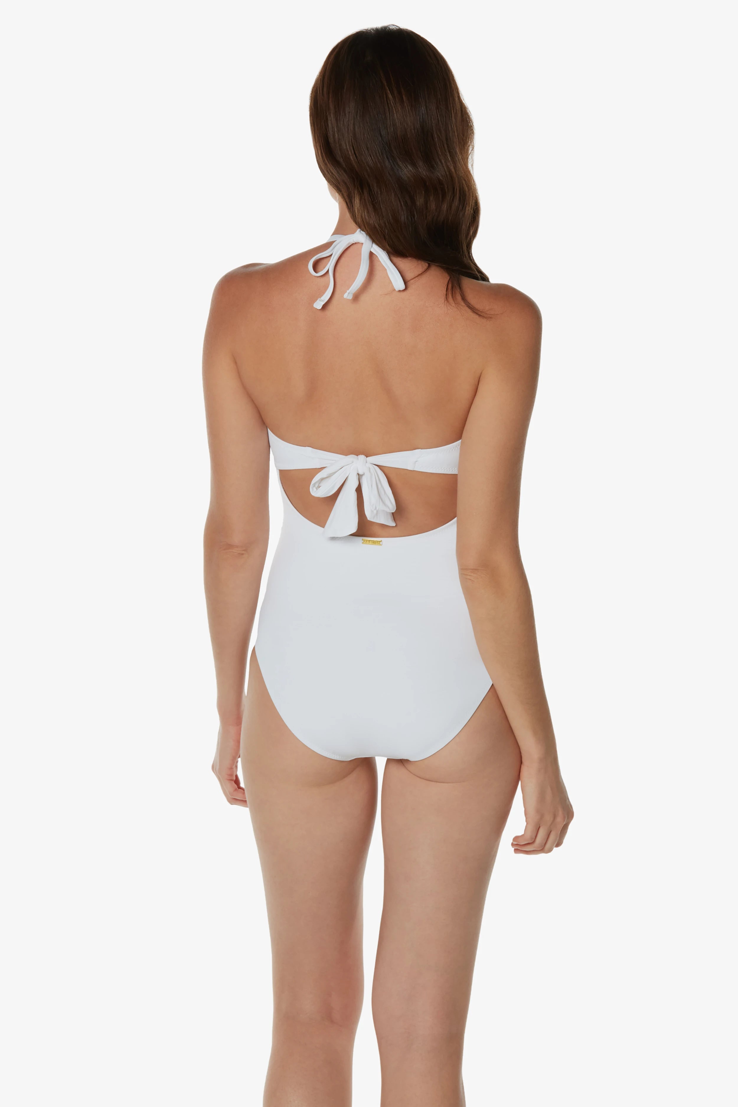 Classic Bandeau One-Piece, Textured White, Eco-Friendly Classic Bandeau One-Piece, Textured White, Eco-Friendly