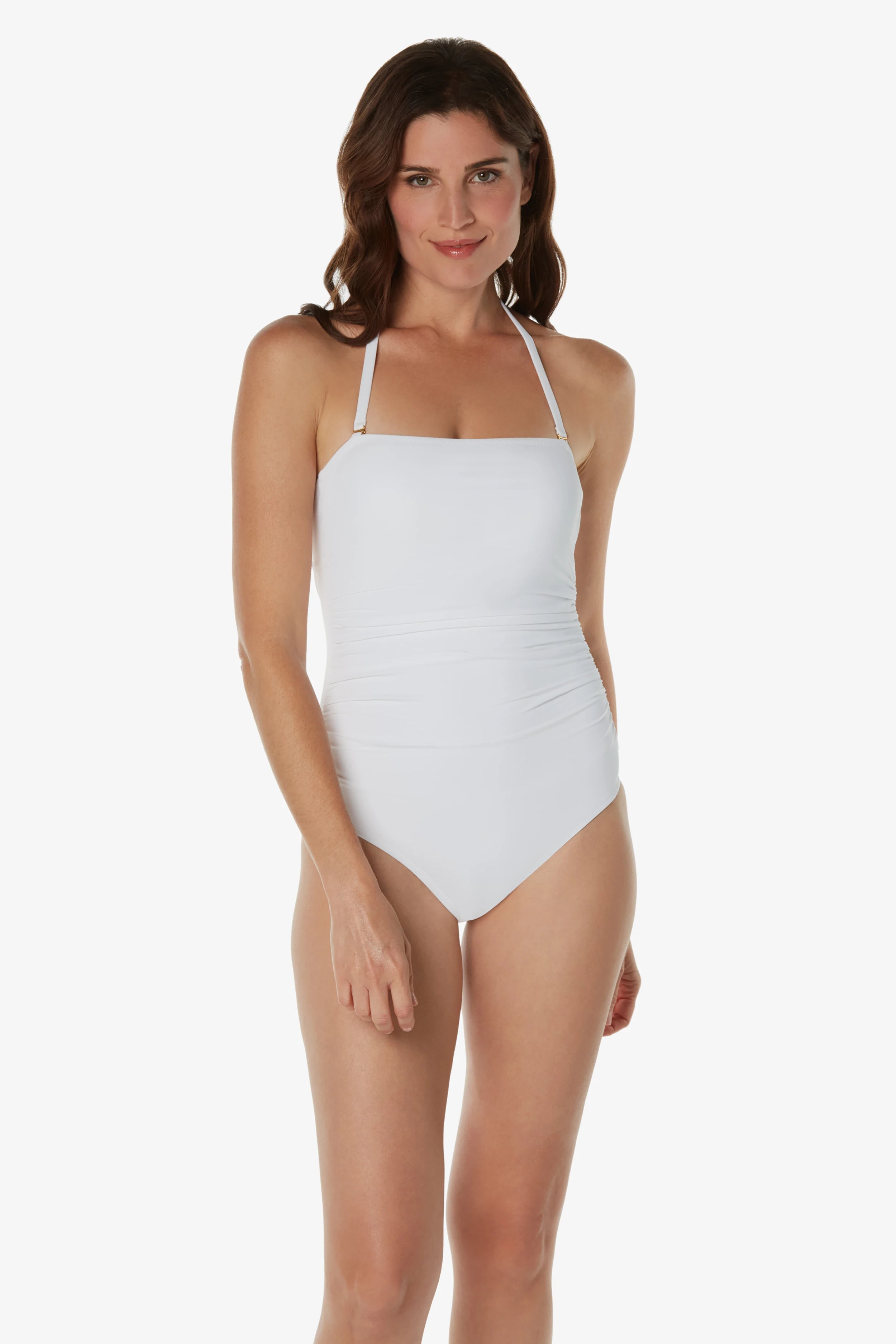 White bandeau one piece swimsuit hotsell