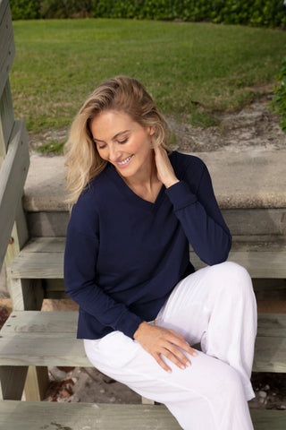 helen jon v neck pullover navy 4