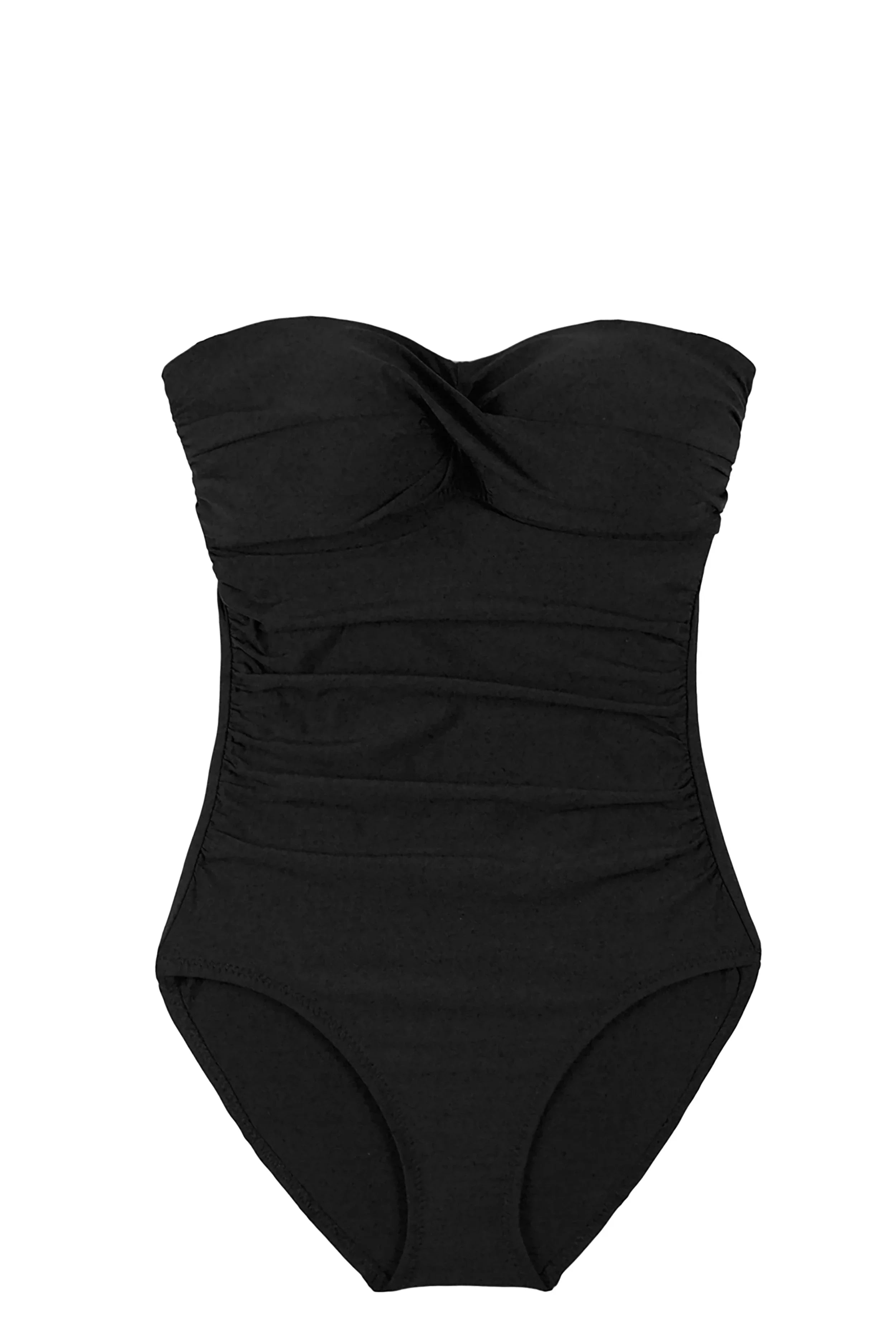 CHLOE Draped Bandeau One-piece Swimsuit - Black