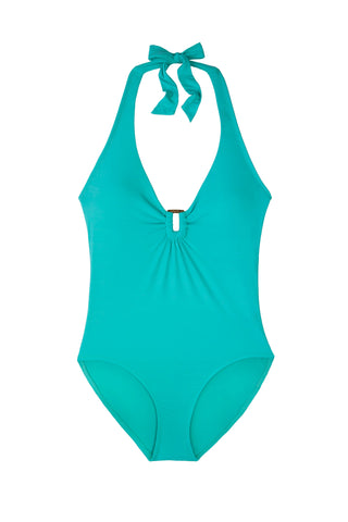 helen jon plunge tortoise one piece textured seafoam aqua 5