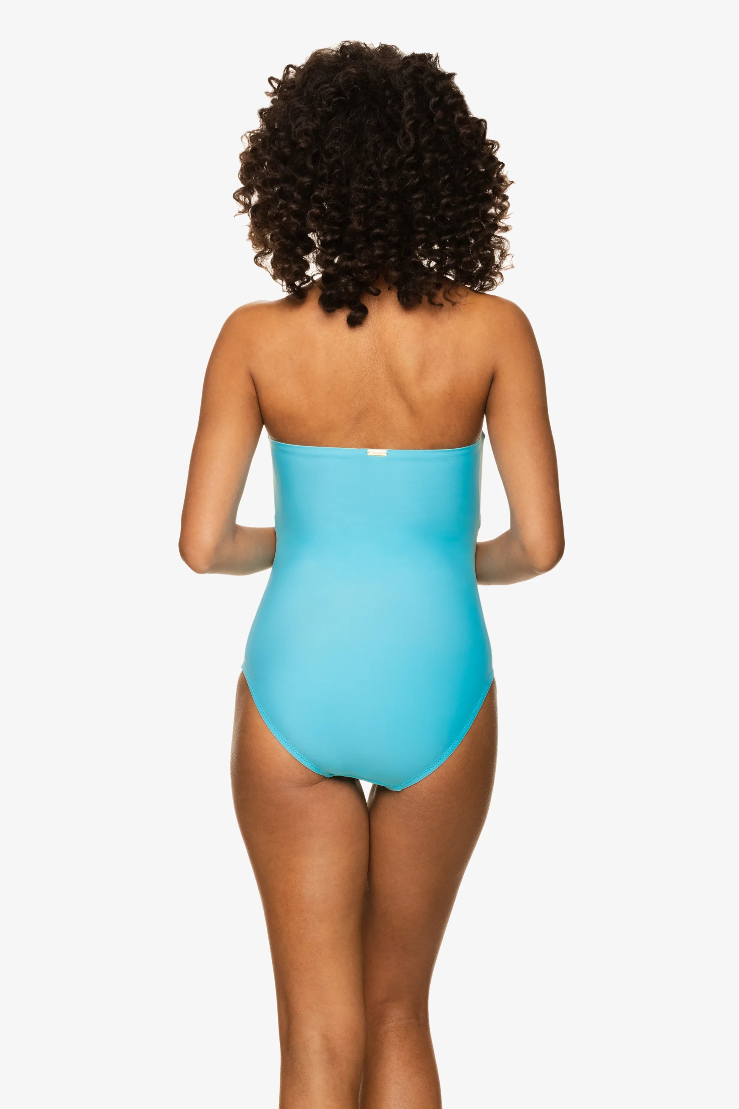 Belted online bandeau swimsuit