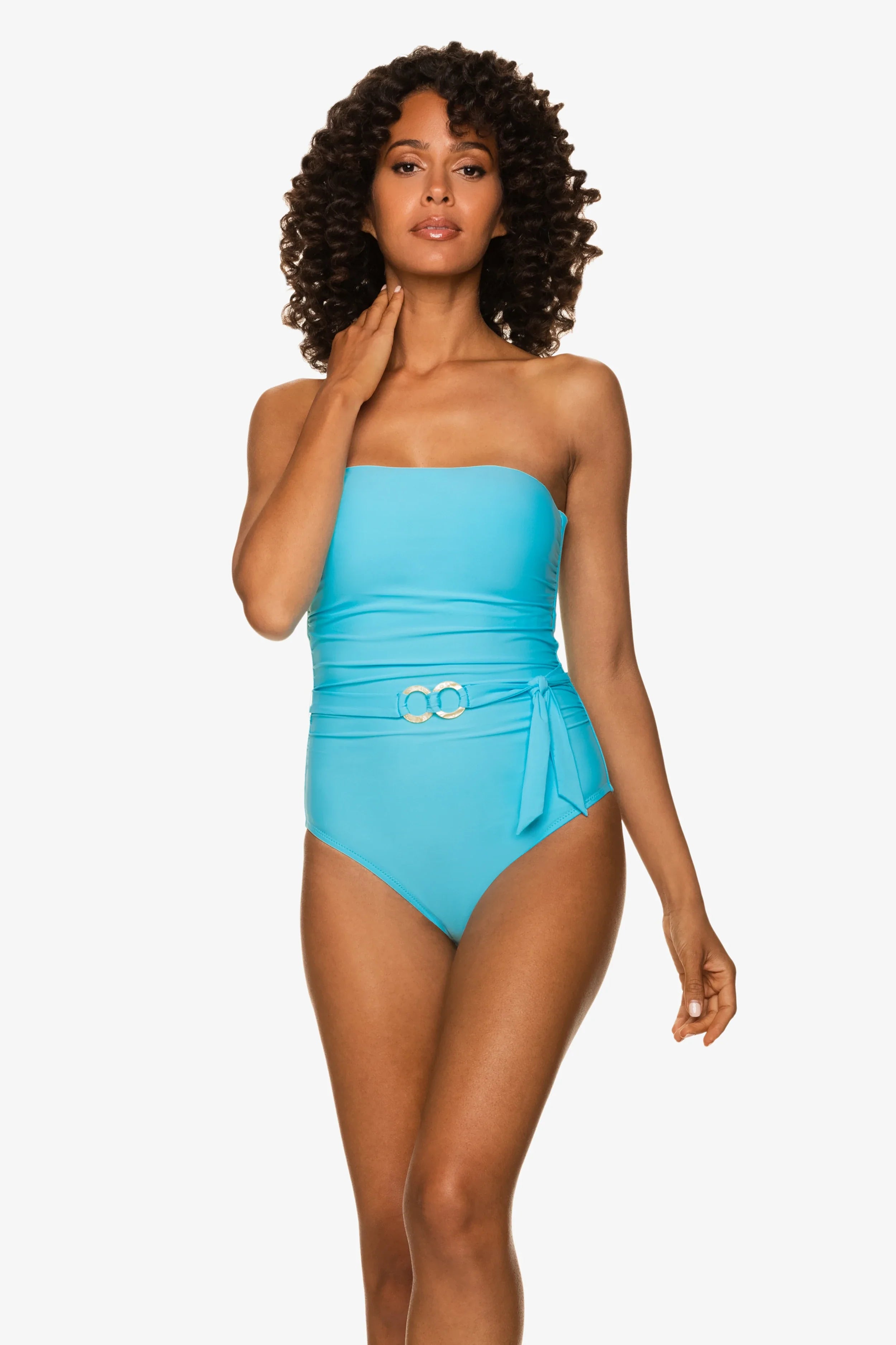 Belted Bandeau One Piece Sky Blue Helen Jon
