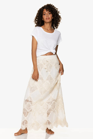 helen jon scallop crochet maxi skirt bandeau dress ivory crochet 5