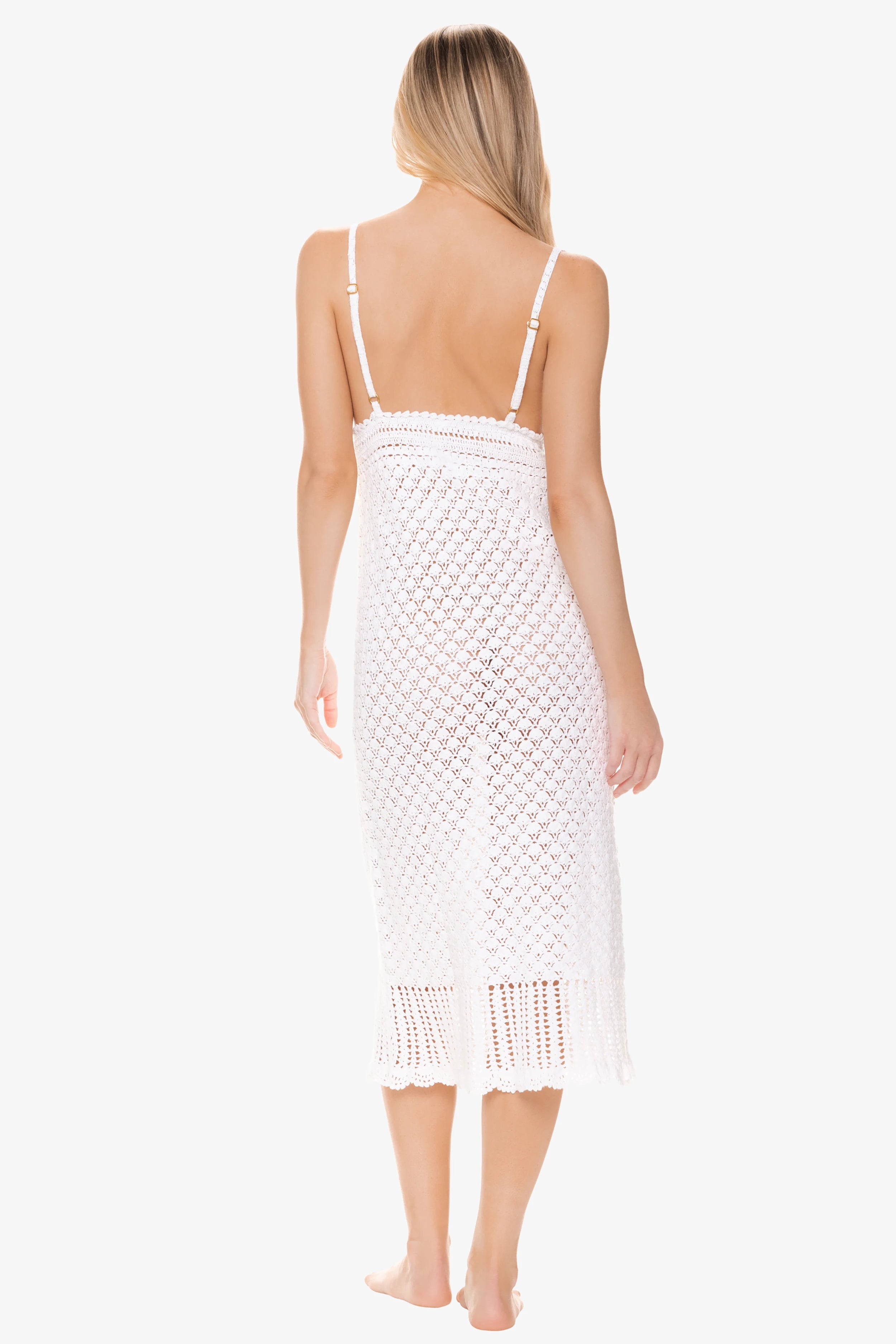 Claudia Crochet Midi Dress, White, Helen Jon M