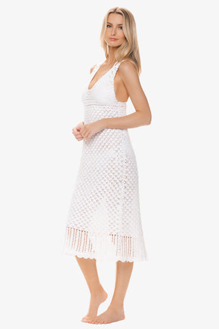 Claudia Crochet Midi Dress  |  White