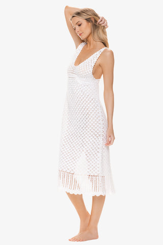 Claudia Crochet Midi Dress  |  White