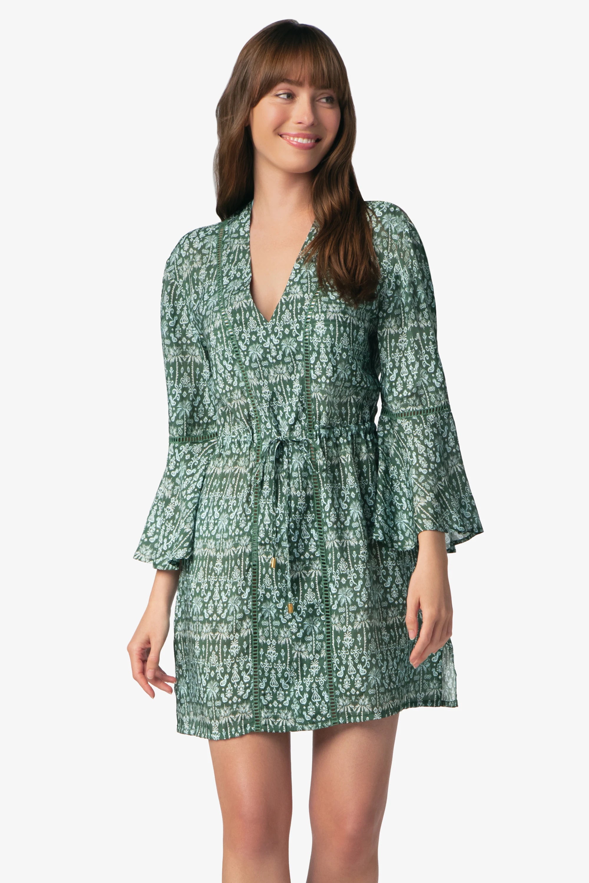 Fiona Dress, Salento, Green Blue White, Helen Jon L Fiona Dress, Salento, Green Blue White, Helen Jon L