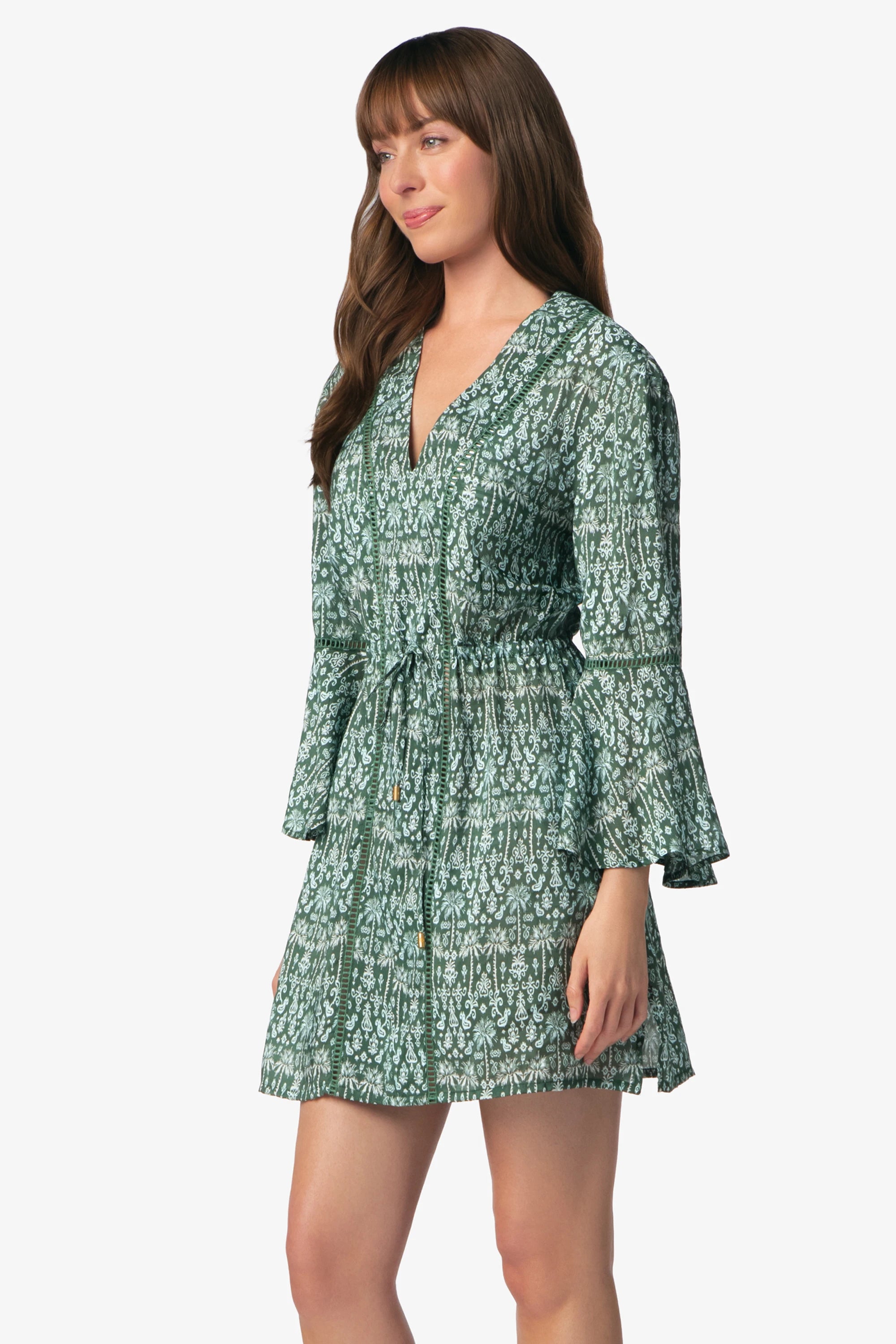 Fiona Dress, Salento, Green Blue White, Helen Jon L