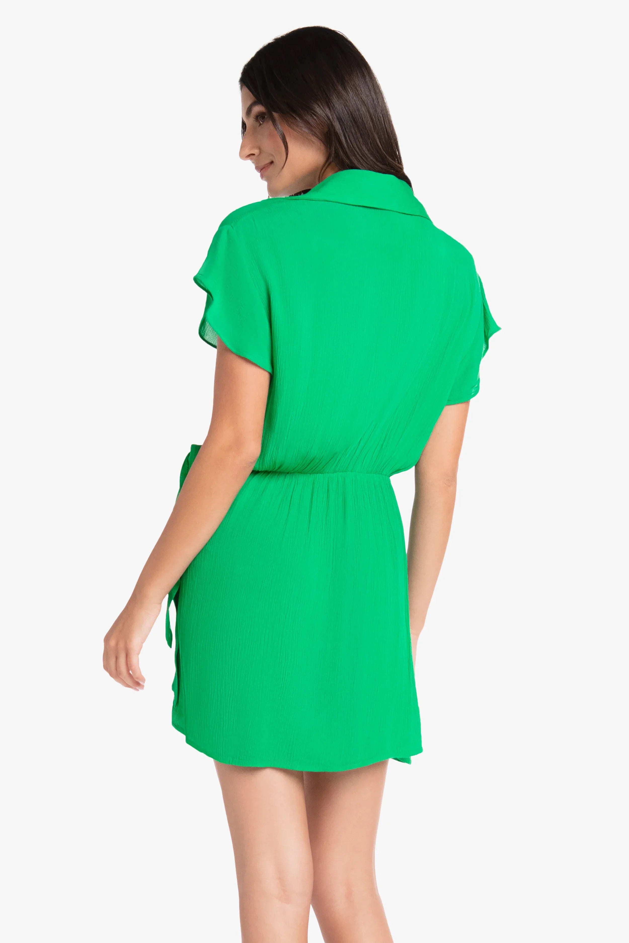 Flutter Sleeve Wrap Dress, Kelly Green, Green, Helen Jon S Flutter Sleeve Wrap Dress, Kelly Green, Green, Helen Jon S