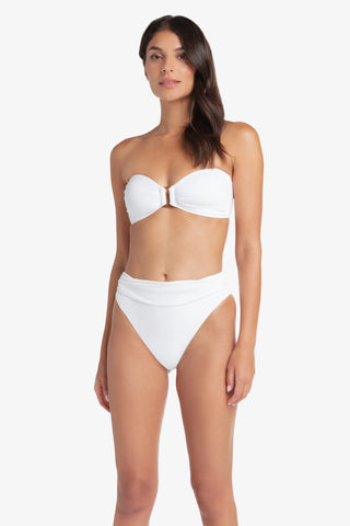 hook back tortoise bandeau shirred bottom textured white 1