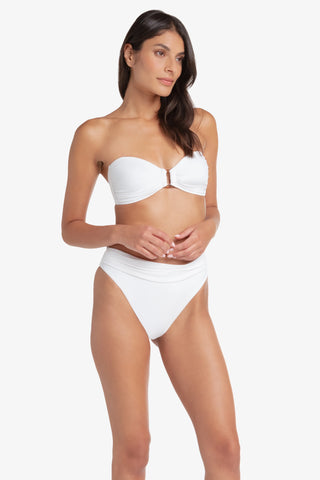 hook back tortoise bandeau shirred bottom textured white 5