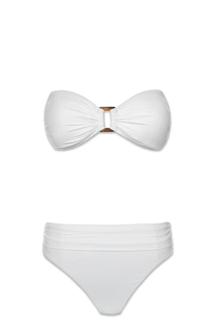 hook back tortoise bandeau shirred bottom textured white 8