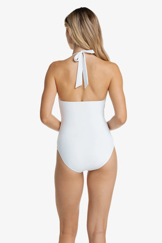kara key hole one-piece textured white 2