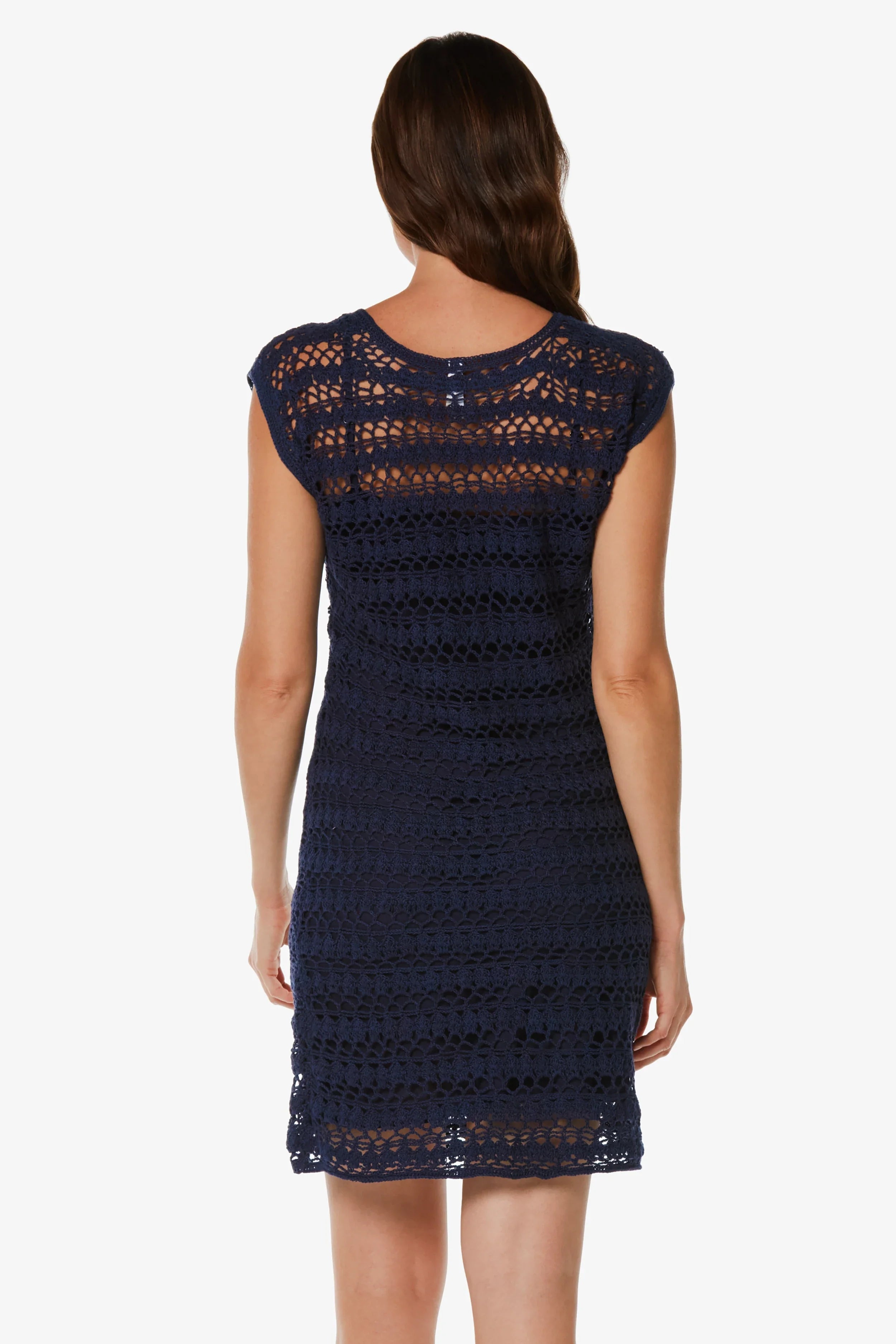 Kendall Crochet Dress, Navy, Helen Jon L Kendall Crochet Dress, Navy, Helen Jon L