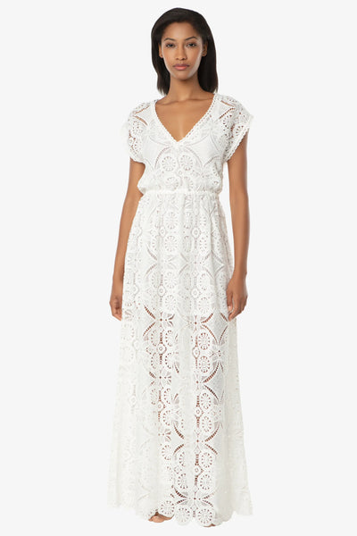 lts maxi dress V-Neck Lace Maxi Dress, Lace Crochet, White, Helen Jon M
