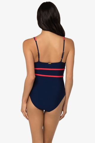 Plunge Front Tie One-Piece  |  Ginger Navy