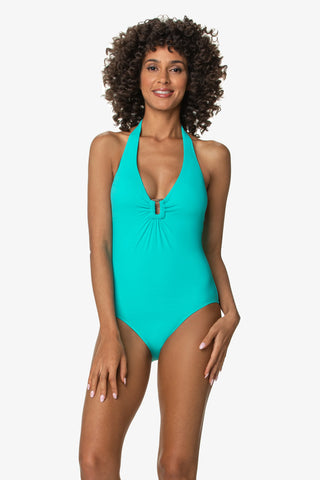 helen jon plunge tortoise one piece textured seafoam aqua 1
