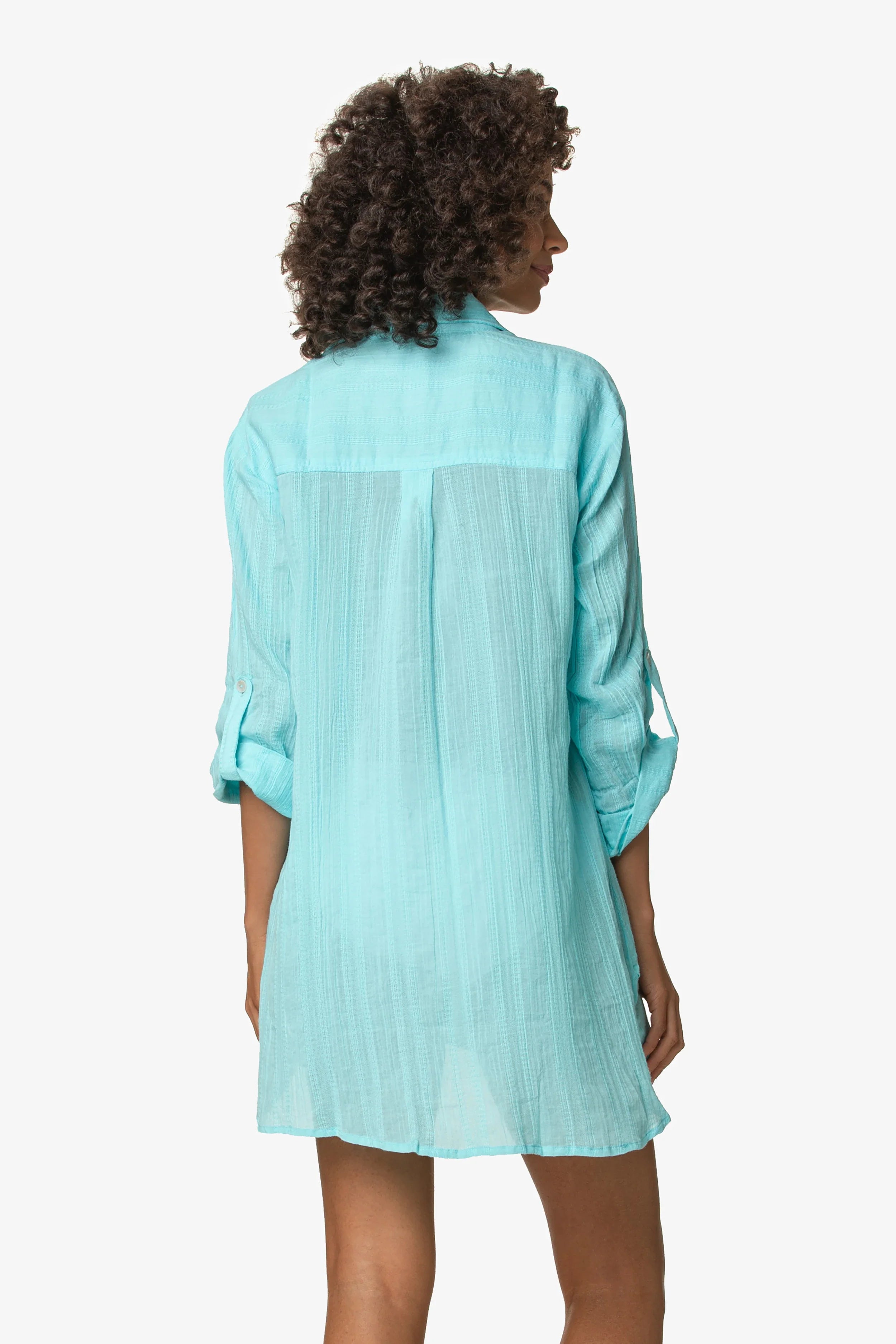 Relaxed Shirt Dress, Aqua, Helen Jon Relaxed Shirt Dress, Aqua, Helen Jon