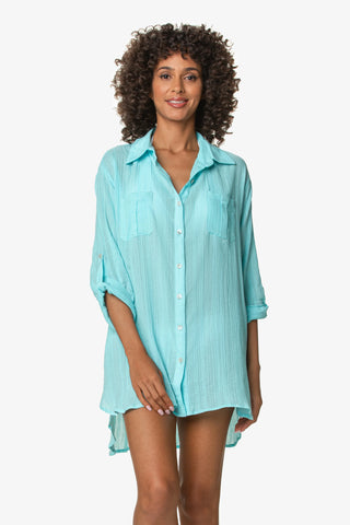 helen jon relaxed shirt dress aqua 1