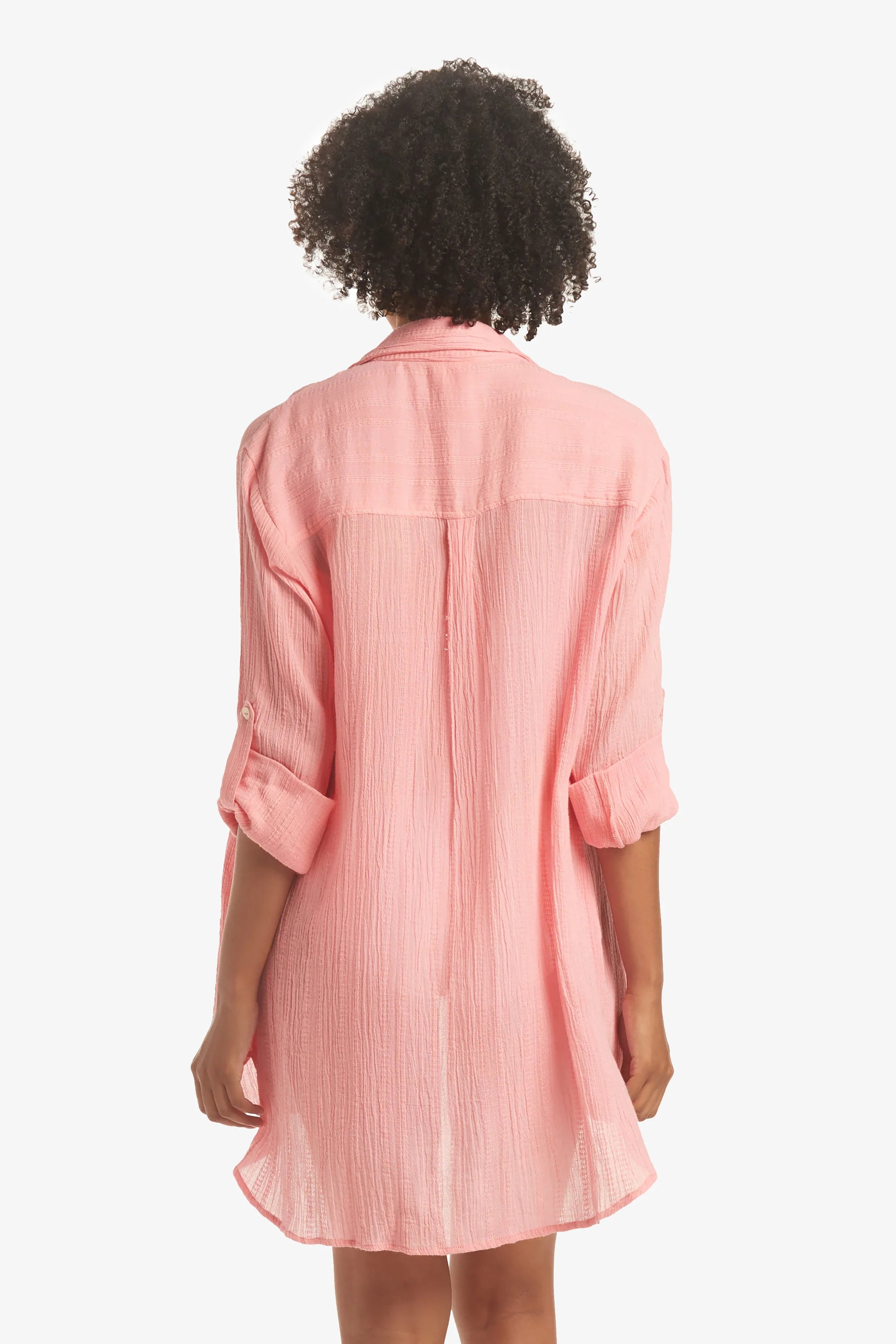 h&m pink shirt dress Women's Light pink Gathered poplin shirt dress