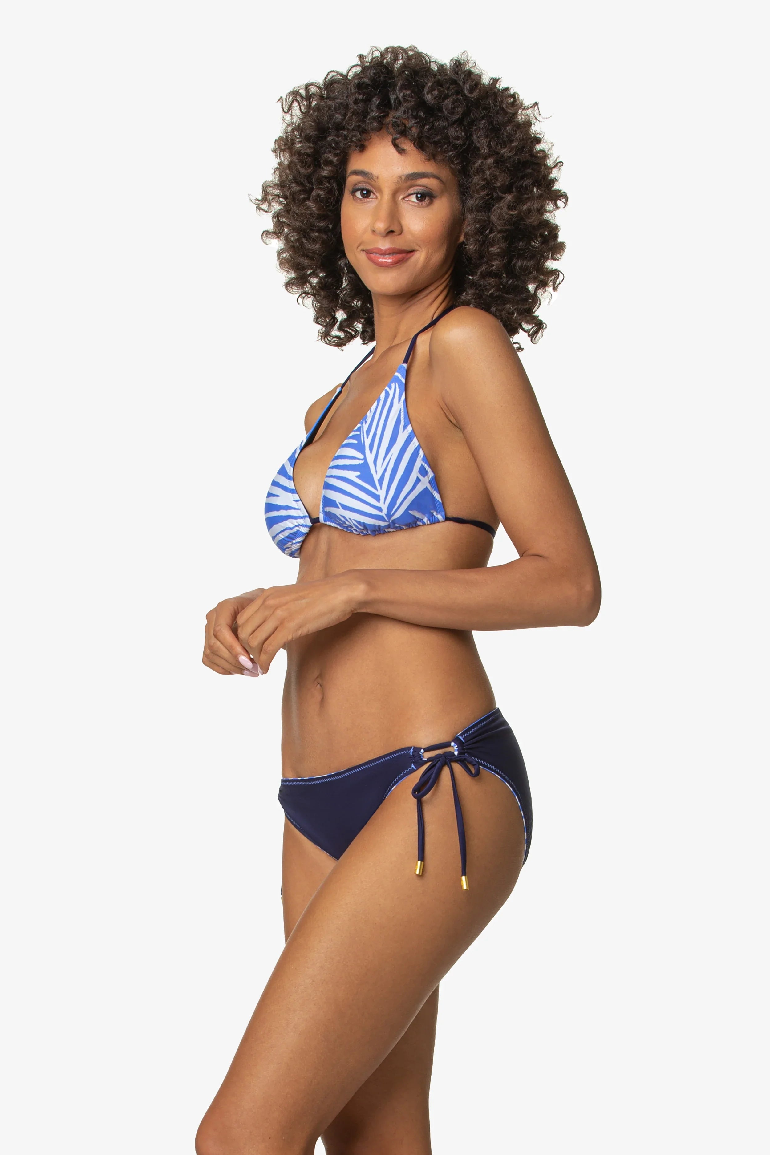 Reversible String Bikini Top South Seas Blue Periwinkle Tropical
