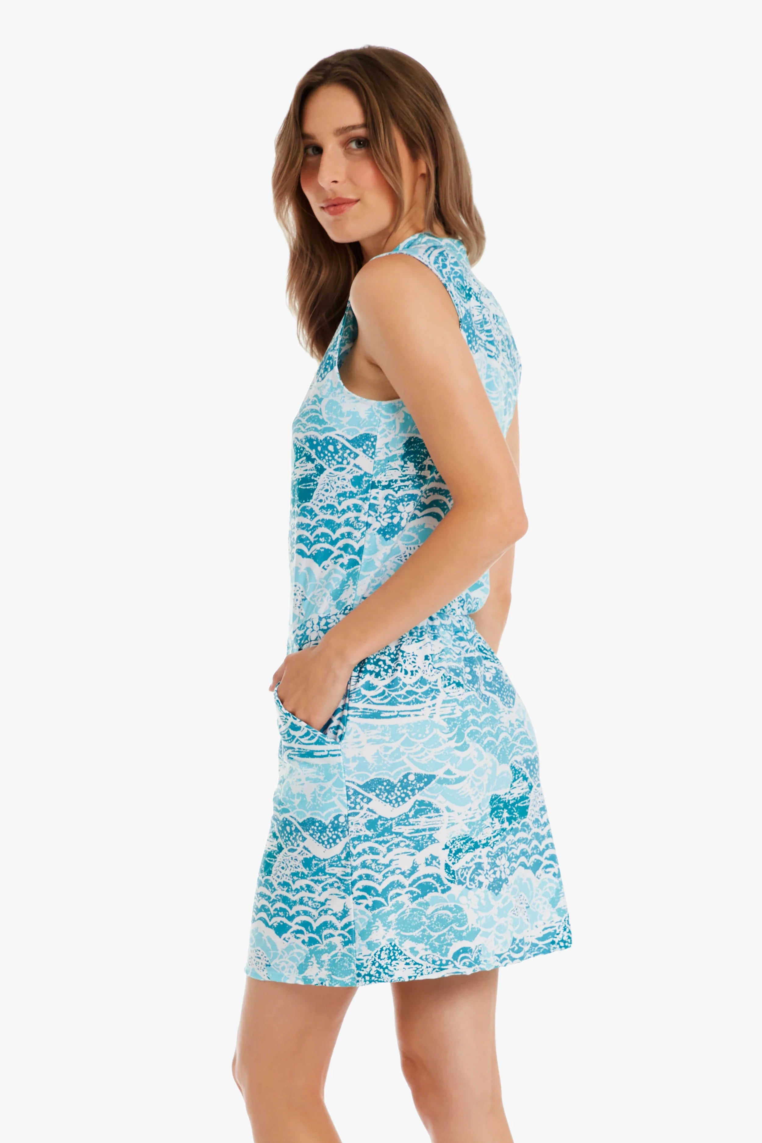 Sanibel Dress, Malibu, Blue White Print, Helen Jon XL Sanibel Dress, Malibu, Blue White Print, Helen Jon XL