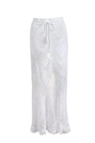 Scallop Crochet Maxi Skirt/Bandeau Dress  |  White