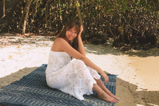 Scallop Crochet Maxi Skirt/Bandeau Dress  |  White
