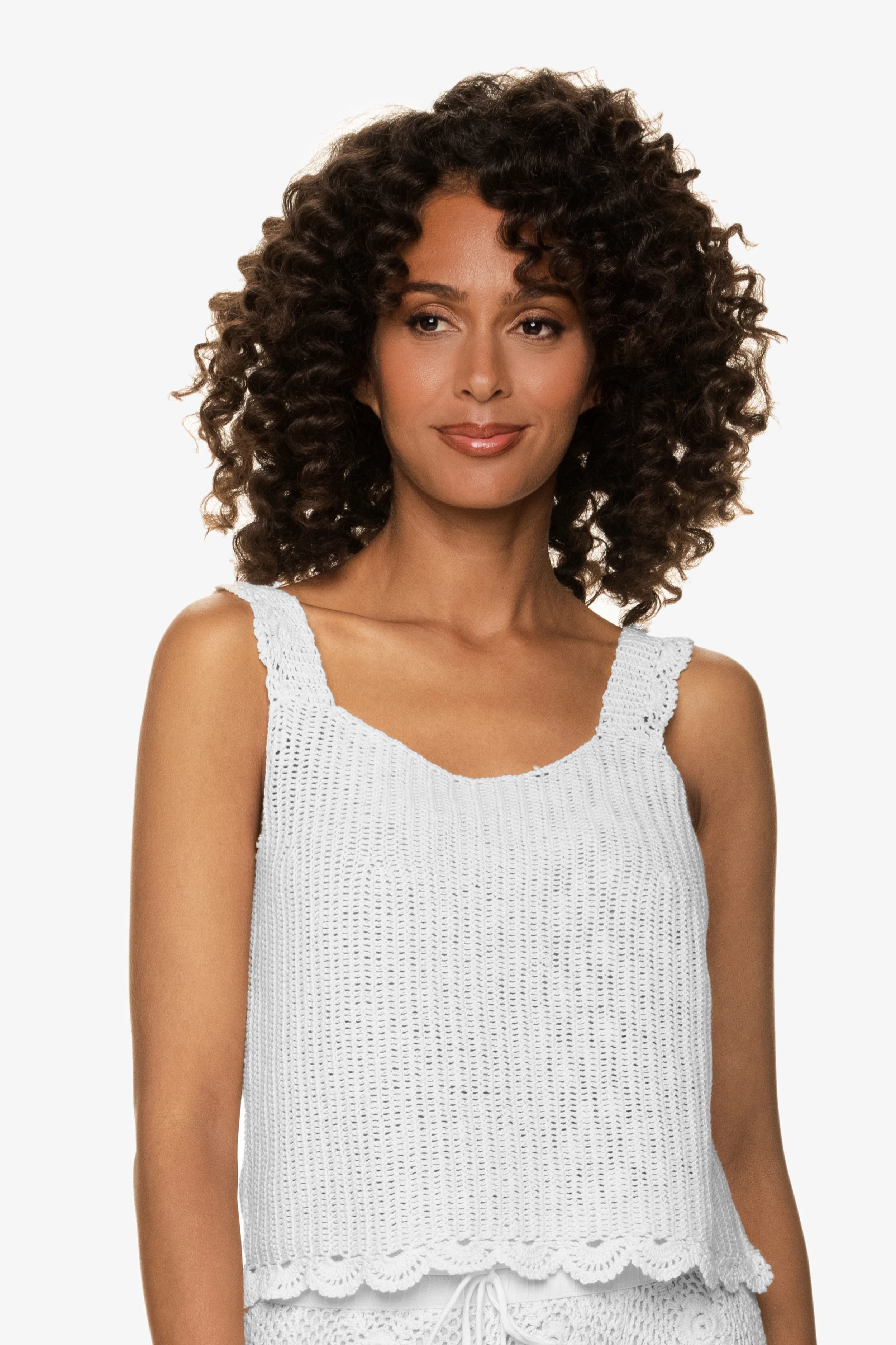 Scallop Crochet Tank, White, Helen Jon Scallop Crochet Tank, White, Helen Jon