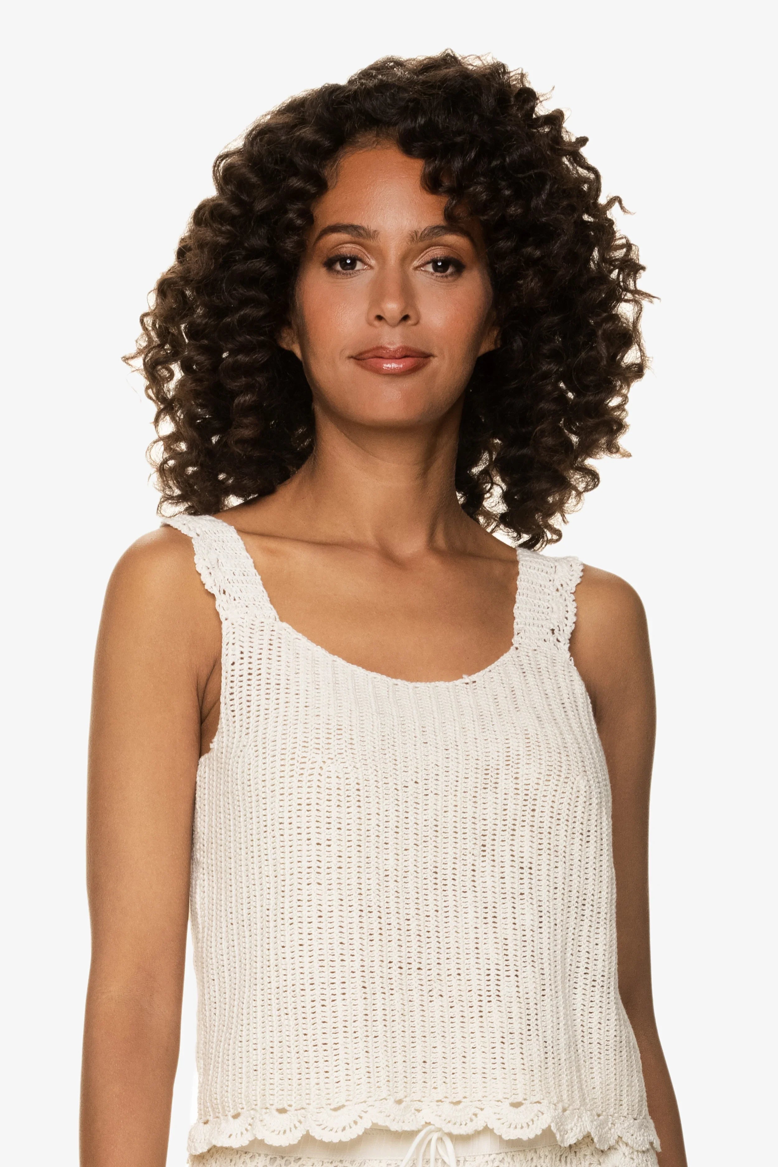 Scallop Crochet Tank, Ivory, Helen Jon Scallop Crochet Tank, Ivory, Helen Jon