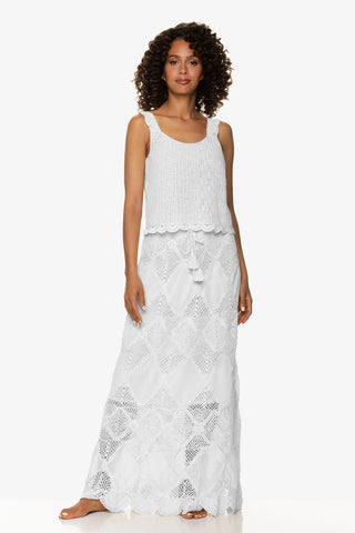 Scallop Crochet Maxi Skirt/Bandeau Dress  |  White