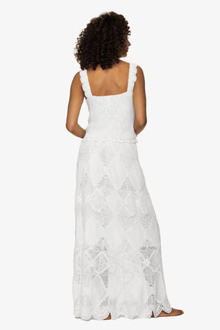 Scallop Crochet Maxi Skirt/Bandeau Dress  |  White