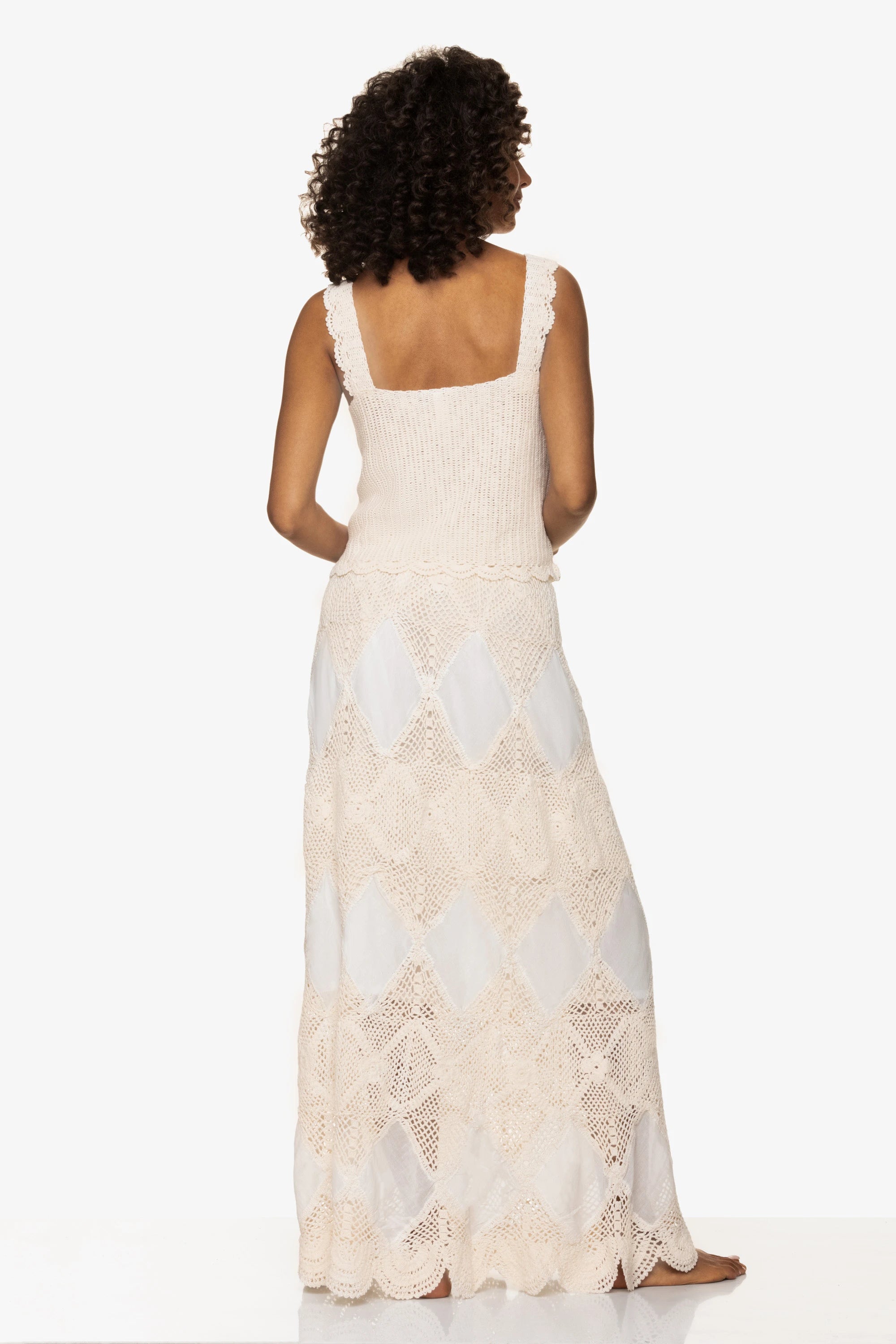 Scallop Crochet Maxi Skirt/Bandeau Dress, Ivory, Helen Jon L Scallop Crochet Maxi Skirt/Bandeau Dress, Ivory, Helen Jon L