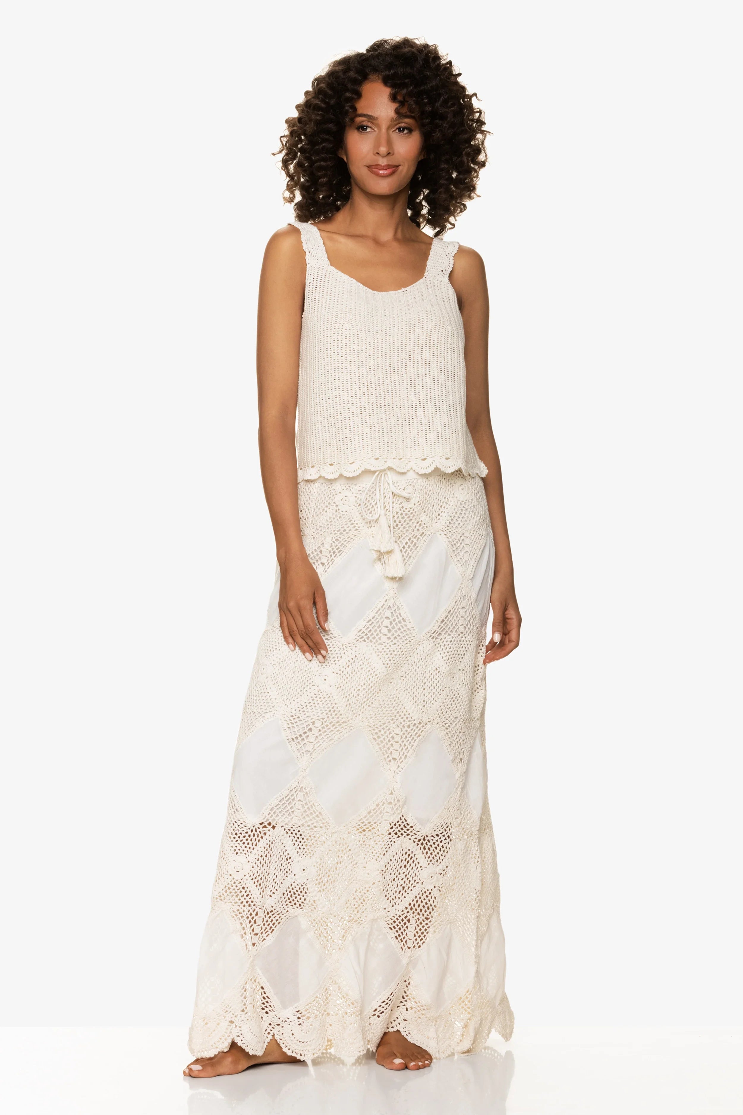 White crochet top maxi dress sales