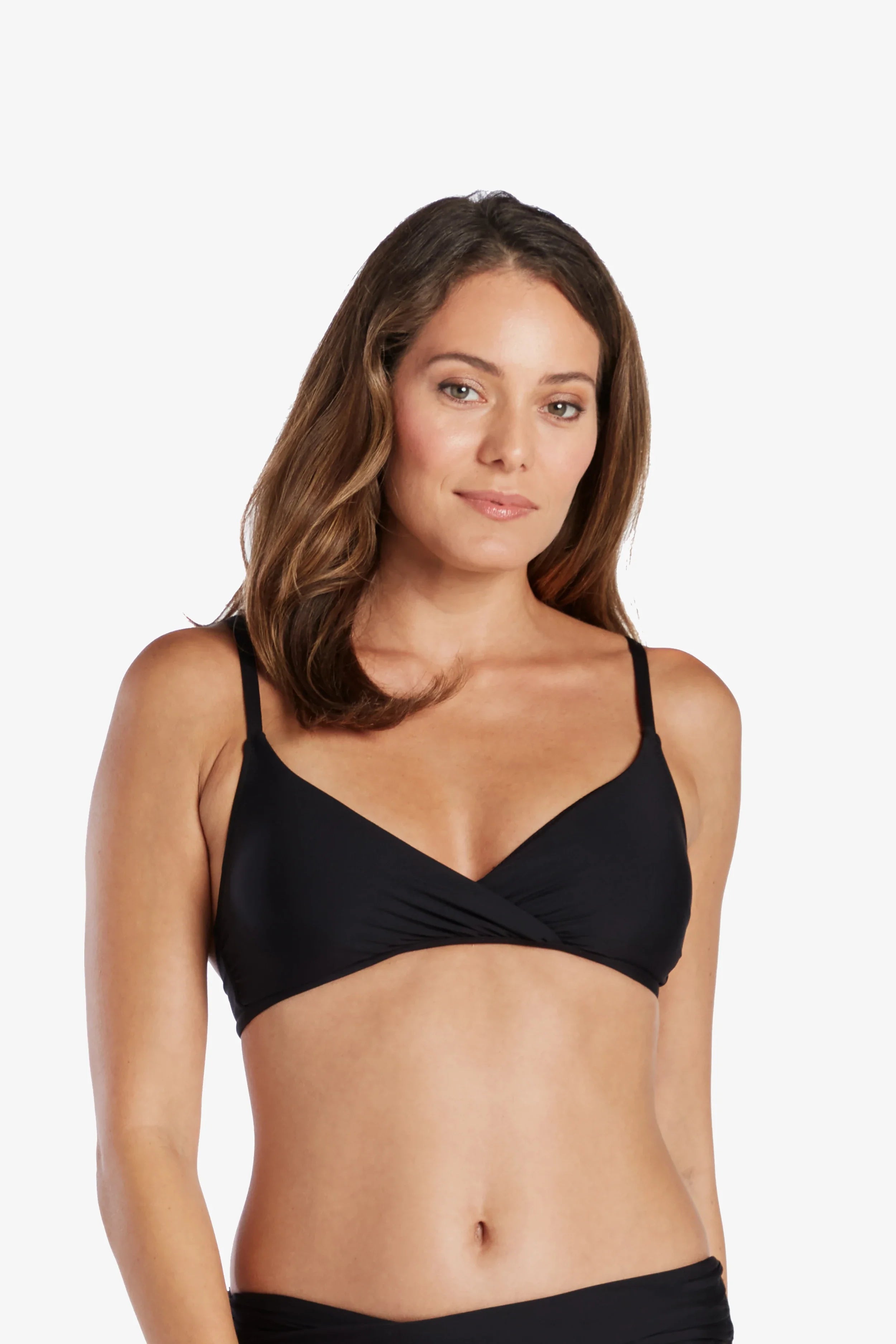 Shirred Crossover Bra, Black, Helen Jon