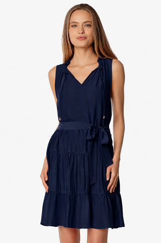 Sleeveless Dress With Belt  |  Navy