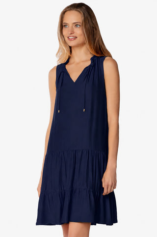 Sleeveless Dress With Belt  |  Navy
