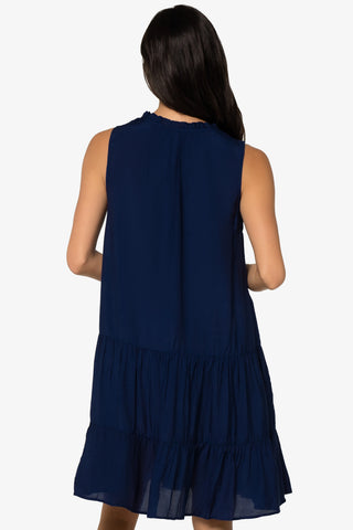 Sleeveless Dress With Belt  |  Navy
