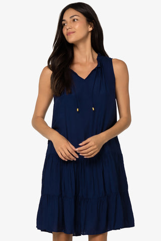Sleeveless Dress With Belt  |  Navy