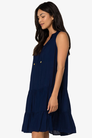 Sleeveless Dress With Belt  |  Navy