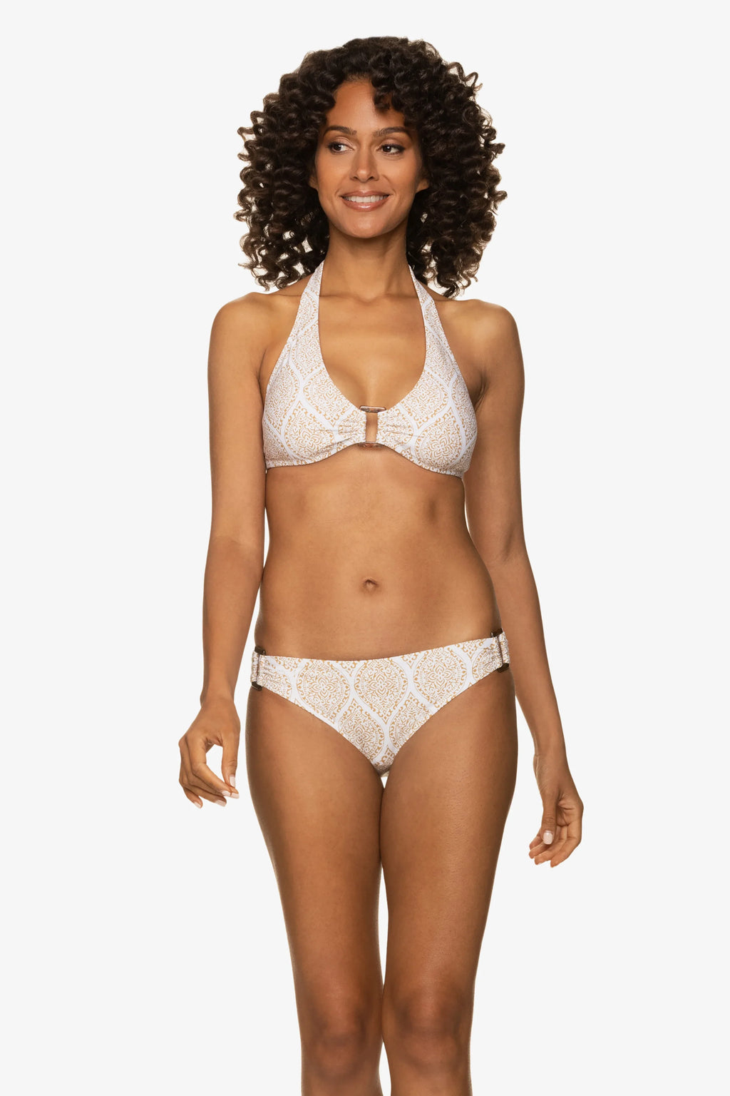 Helen Jon Tortoise Halter Bikini Top – Textured White main image 1