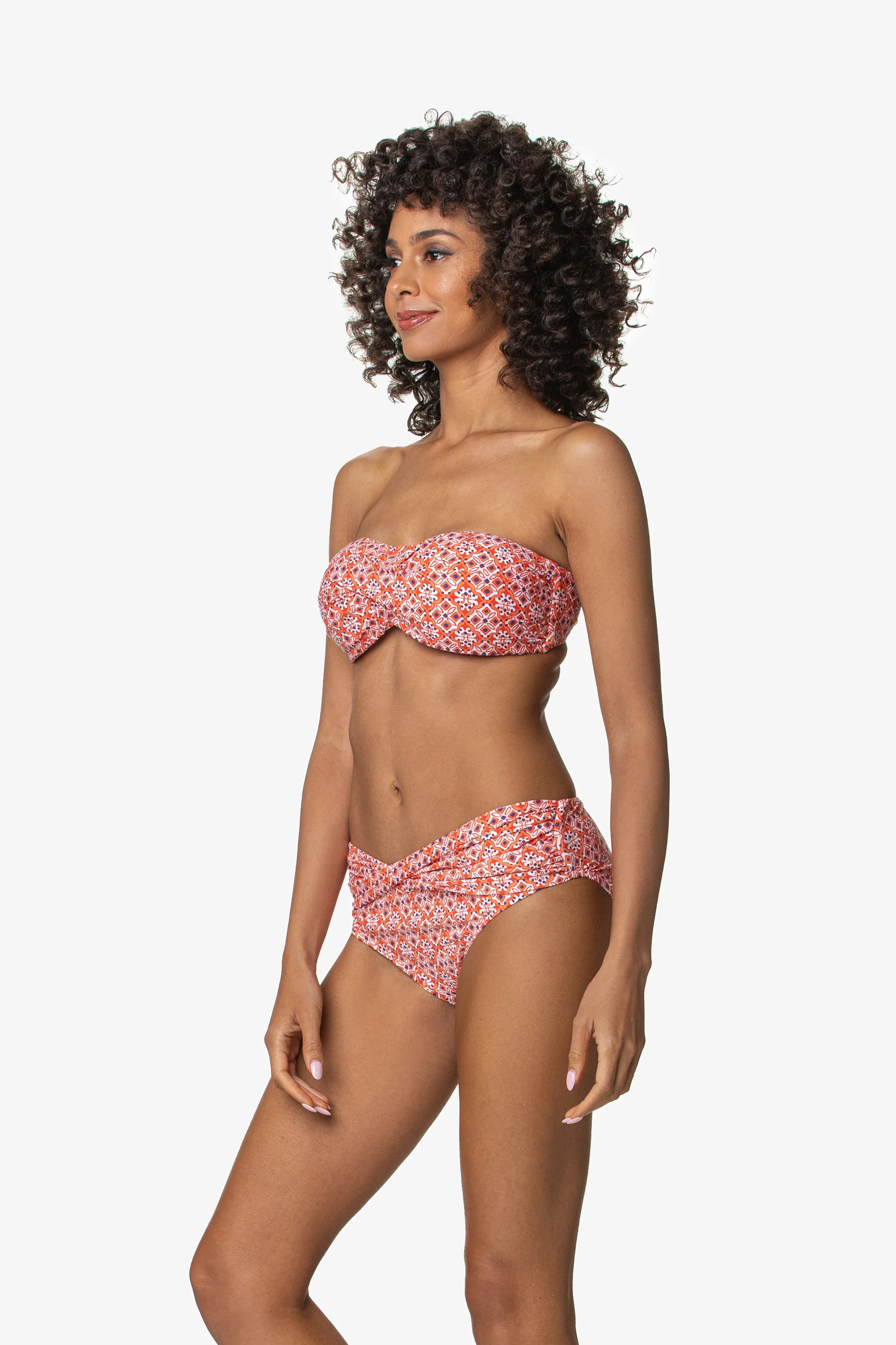 Twist Front Hipster, Heritage Tile Coral, Coral/White Print, Helen Jon