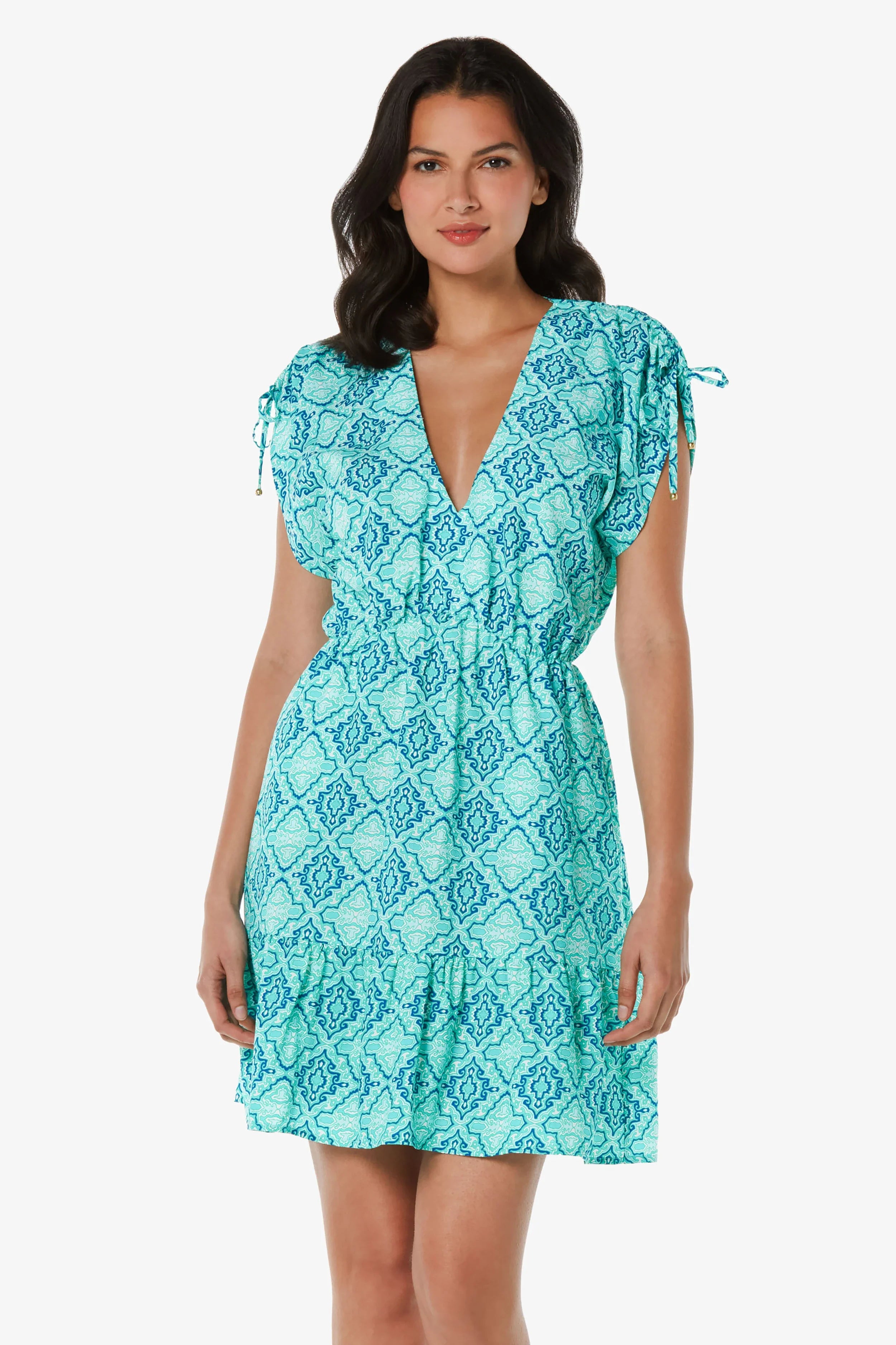 Helen Jon V-Neck Mini Dress in Marbella Tile Helen Jon V-Neck Mini Dress in Marbella Tile
