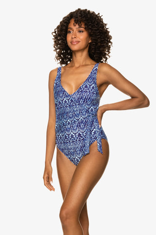 helen jon wrap one piece island batik navy 3